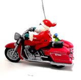 Santa on a Motorcycle, Turtle in Side Car Christmas Ornament