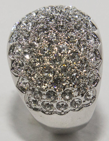 Women's Rhodium Plated Dress Ring Round Cut CZ Clusters 023