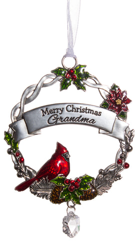 Attractive Zinc Christmas Cardinal Ornaments By Ganz- Grandma