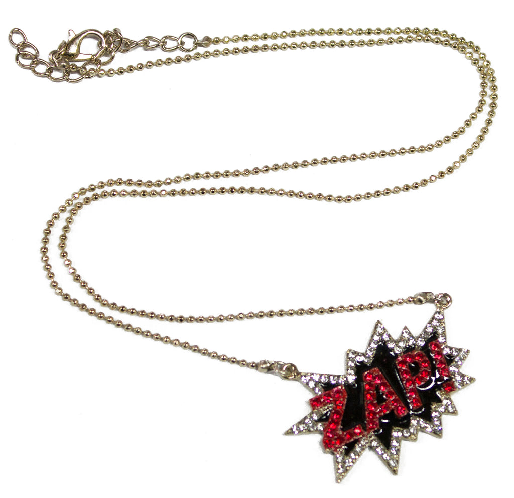 24 Inch Zinc Pop Art Necklace With Rhinestones And Enamel