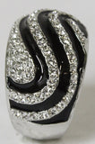 Women's Rhodium Plated Dress Ring Austrian Crystal and Enamel 048