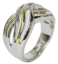 Women's Rhodium Plated Dress RingCriss Cross Two Tone 053