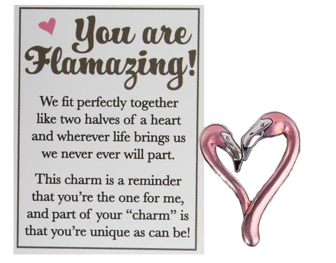 You Are Flamazing Zinc Flamingo Pocket Charm With Story Card