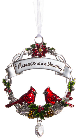 Attractive Zinc Christmas Cardinal Ornaments By Ganz- Nurses