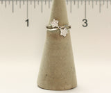 Women's Rhodium Plated Dress Ring Double CZ Stars Wrap Around 112