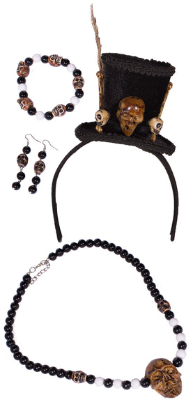 4 Piece Voodoo Costume Kit w/ Headband, Necklace, Earrings & Bracelet!