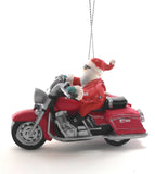 Santa on a Motorcycle, Turtle in Side Car Christmas Ornament