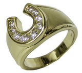 Men's 18 Kt Gold Plated Dress Ring Horseshoe CZ 073