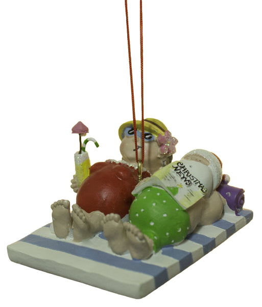 2.5 Inch Mr. and Mrs. Claus at the Beach Christmas Ornament