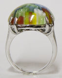 Women's Rhodium Plated Dress Ring Floral Stone 104