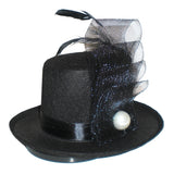Jacobson Hat Company Pearl and Feather Black Mini Top Hat,One Size