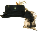 Deluxe Velvet 4.25 Inch Steampunk Top Hat with Removable Goggles