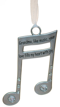 3 Inch Music Lover's Life Is Music Zinc Ornament - Grandma