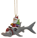 Santa Riding Hammerhead Shark Coastal Deep Sea Christmas Holiday Ornament