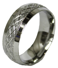 Men's Stainless Steel Dress Ring Criss Cross Band 066