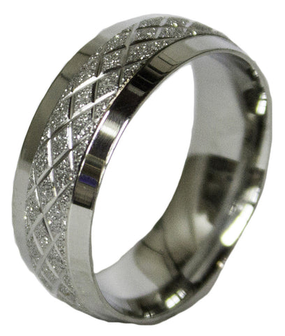 Men's Stainless Steel Dress Ring Criss Cross Band 066