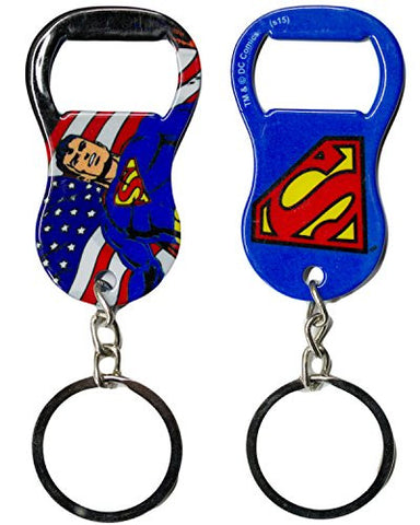 DC Comics Stainless Steel 2.5" Superman Blue Graphic Bottle Opener Keychain