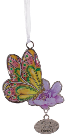 Inspirational Butterfly Wishes Zinc Ornament -Faith Family Friends