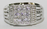 Men's Rhodium Plated Dress Ring Multiple Brilliant Cut CZ 078