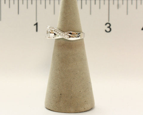 Women's Rhodium Plated Dress Ring Double CZ Stars Wrap Around 112