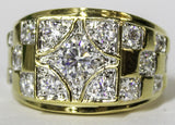 Men's18 Kt Gold Plated Dress Ring Square CZ Pattern 074