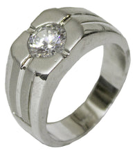 Men's Rhodium Plated Dress Ring Round Cut CZ 070