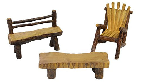 Ganz Collectible Fairy Garden Log Cabin Furniture Set of 3 Pieces