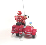 Santa on a Motorcycle, Turtle in Side Car Christmas Ornament