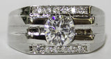 Men's Rhodium Plated Dress Ring Oval Cut CZ 080