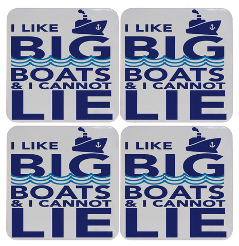 Set of Four I Like Big Boats Cork Backed Coasters