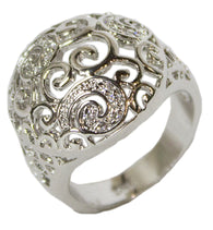 Women's Rhodium Plated Dress Ring Vintage Style Filigree 109