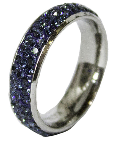 Women's Rhodium Plated Dress Ring Montana Steel CZ Band 049