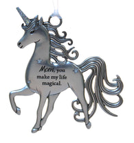 3 Inch Inspirational Zinc Unicorn Ornament - Mom