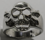 Men's Rhodium Plated Dress Ring Enameled Skull 032