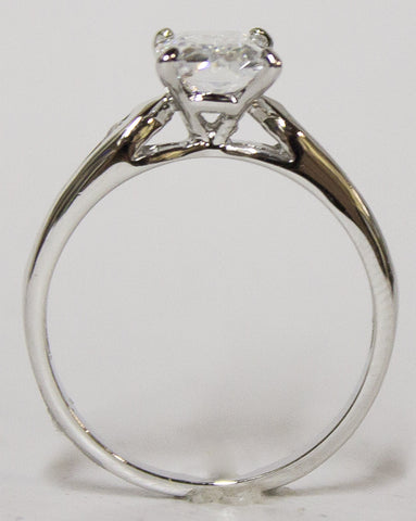 Women's Rhodium Plated Dress Ring Emerald Cut CZ 102