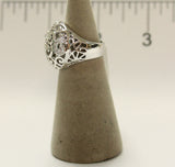 Women's Rhodium Plated Dress Ring Vintage Style Filigree 109