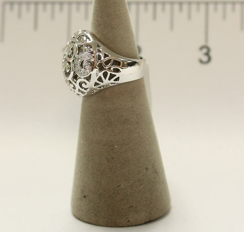Women's Rhodium Plated Dress Ring Vintage Style Filigree 109