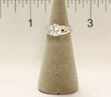 Women's Rhodium Plated Dress Ring Criss Cross Band Round Cut CZ 114