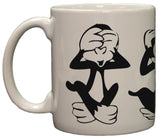 See No Evil, Hear No Evil, Flip The Bird 11oz Coffee Mug