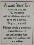 Always Stand Tall Zinc Giraffe Pocket Charm with Story Card by Ganz