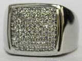 Men's Rhodium Plated Dress Ring Square CZ Cluster 072
