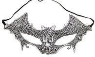 Costume Accessory - Lace Bat Mask with Elastic Band (Silver)