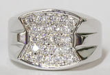Men's Rhodium Plated Dress Ring Multi Round Cut CZ 087