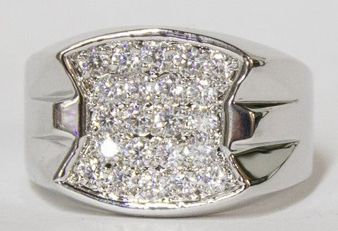Men's Rhodium Plated Dress Ring Multi Round Cut CZ 087