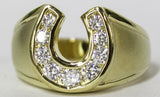 Men's 18 Kt Gold Plated Dress Ring Horseshoe CZ 073