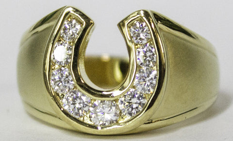 Men's 18 Kt Gold Plated Dress Ring Horseshoe CZ 073