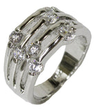 Women's Rhodium Plated Dress Ring Large Dew Drop CZ 041