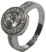 Women's Rhodium Plated Dress Ring Circle Round Cut CZ 012