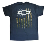 Buck Wear Men's Chevy Chevrolet Camo Accent Flag T-Shirt, Blue Dusk