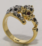 Women's 18 Kt Gold Plated Dress Ring Austrian Crystal Leopard 021